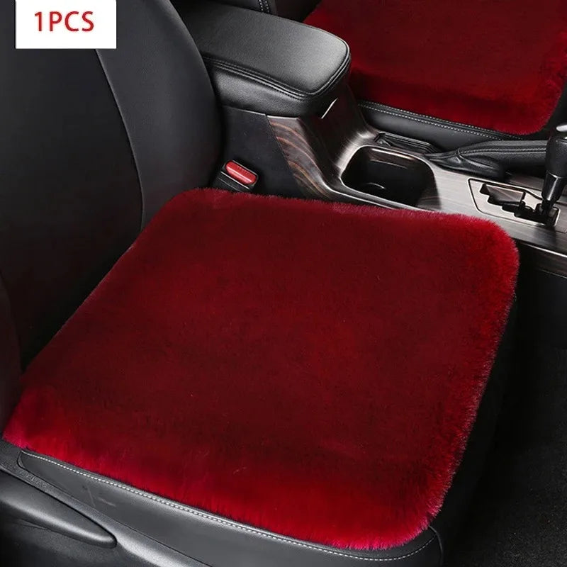 Plush Rabbit Fur Car Seat Cushion Winter Warmth Thick Wool Square Multicolor Cushion for Main Driver or Co-pilot Cover Universal