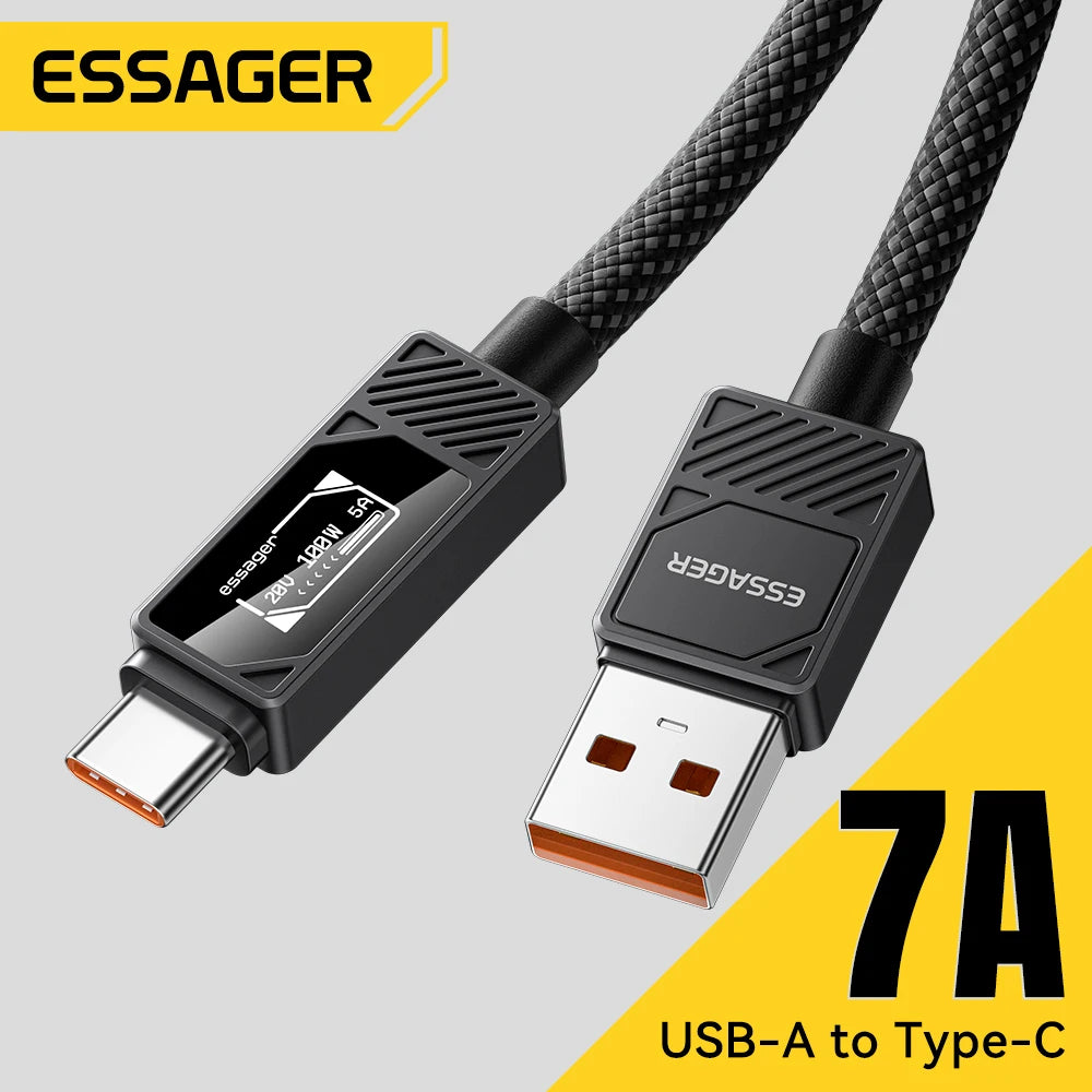 ESSAGER 100W USB Type C To USB C Cable For MacBook iPhone 17 16 15 iPad Samsung Xiaomi PD Fast Charging Charger Cord 5A E-Marker