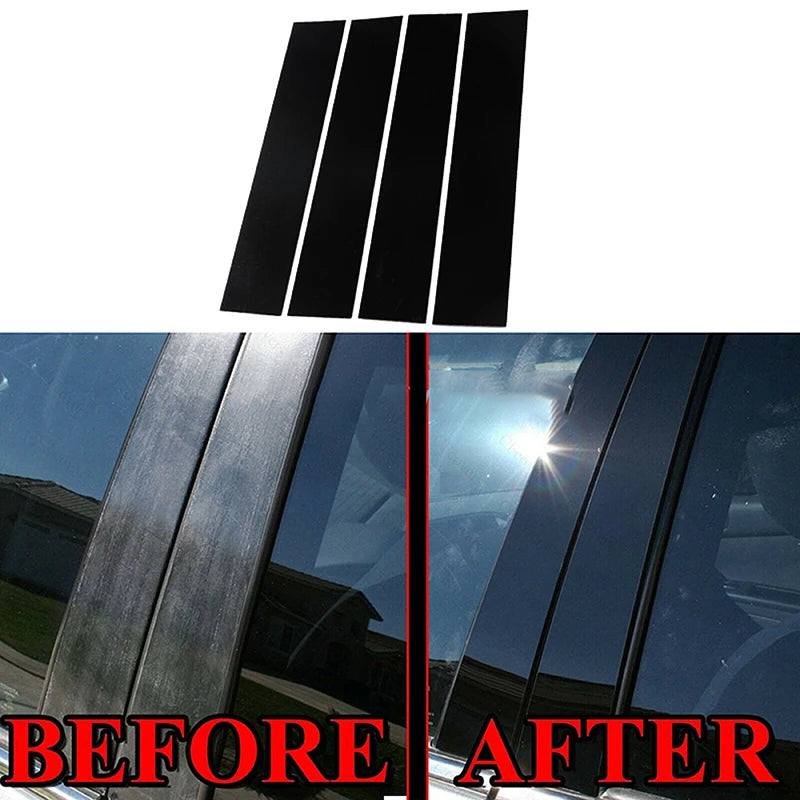 Fit for Ford F-150 Extended Cab 2004-2014 Gloss Paino Black Pillar Post Door Moulding Trim Window Sticker Decorativer Cover