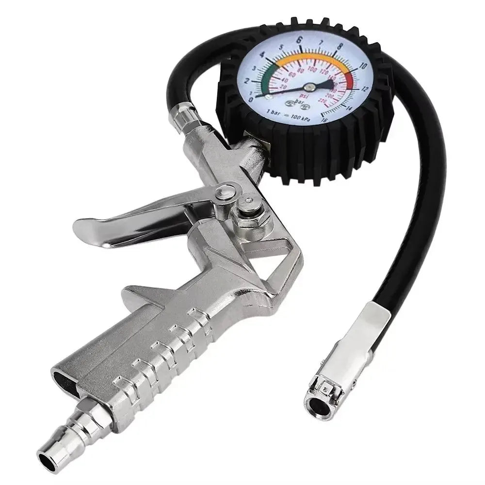 220PSI Car Motorcycle Multifunctional Tire Air Pressure Monitoring Gauge Tester Air Compressor Dial Meter Inflator Pump Tools
