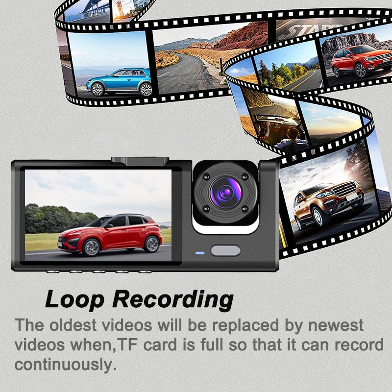 1080P Car Dvr 2/3 Camra Dash Cam for Cars Camera for Vehicle Recorder Video Front Optional Rear Camera  Night Vision Dashcam