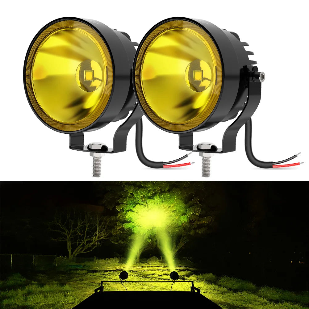 NAOEVO 2pcs 4 Inch Led Work Light Spotlight 4x4 Offroad 60W 14000lm Super Bright White Round Fog Lights  For Motorcycle ATV Boat