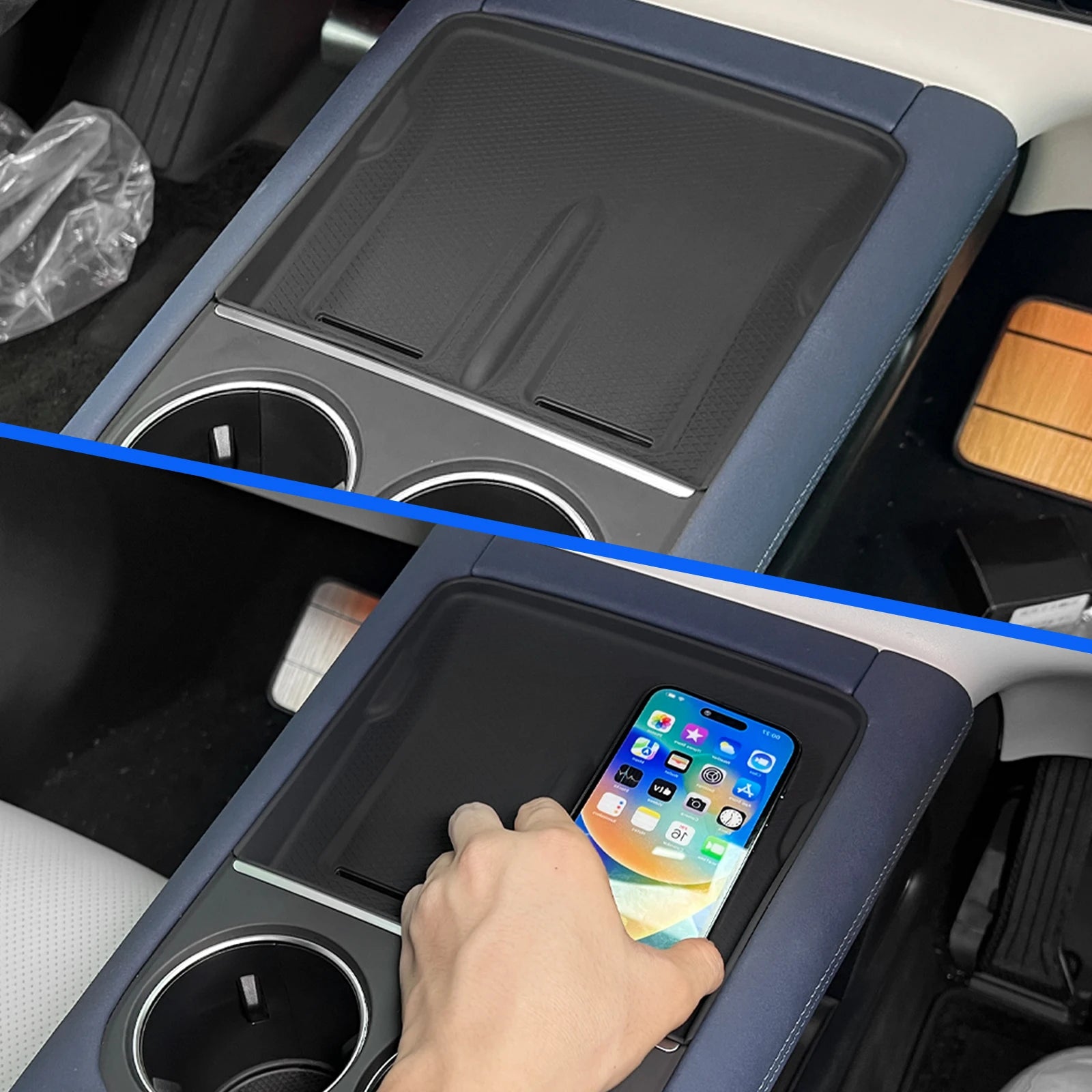 for Xpeng G6 2023 2024 Car Central Storage Box Cup Holder Dashboard Tray Interior Accessories Organizer Tidying Black