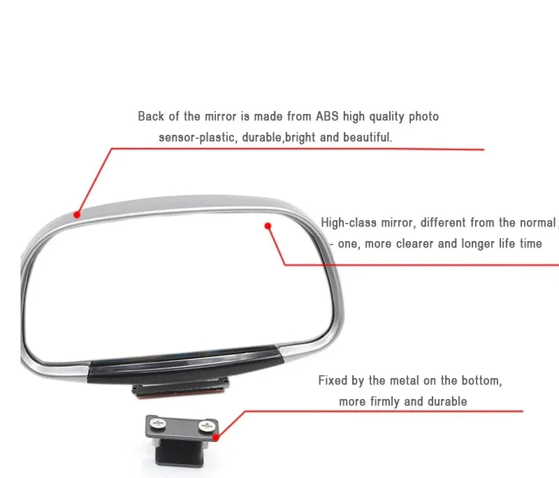 1 Pair 360 Degree Rotation Adjustable Rear View Mirror Car Blind Spot Mirror Wide Angle Lens for Parking Auxiliary Mirror