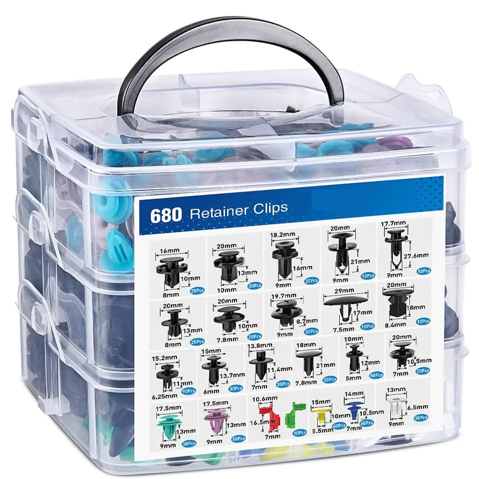 725 Bumper Clips Car Retainer Clips Plastic Fasteners Kit Auto Body Push Rivets Fender Liner Clip Set Toyota GM Ford Honda Chevy