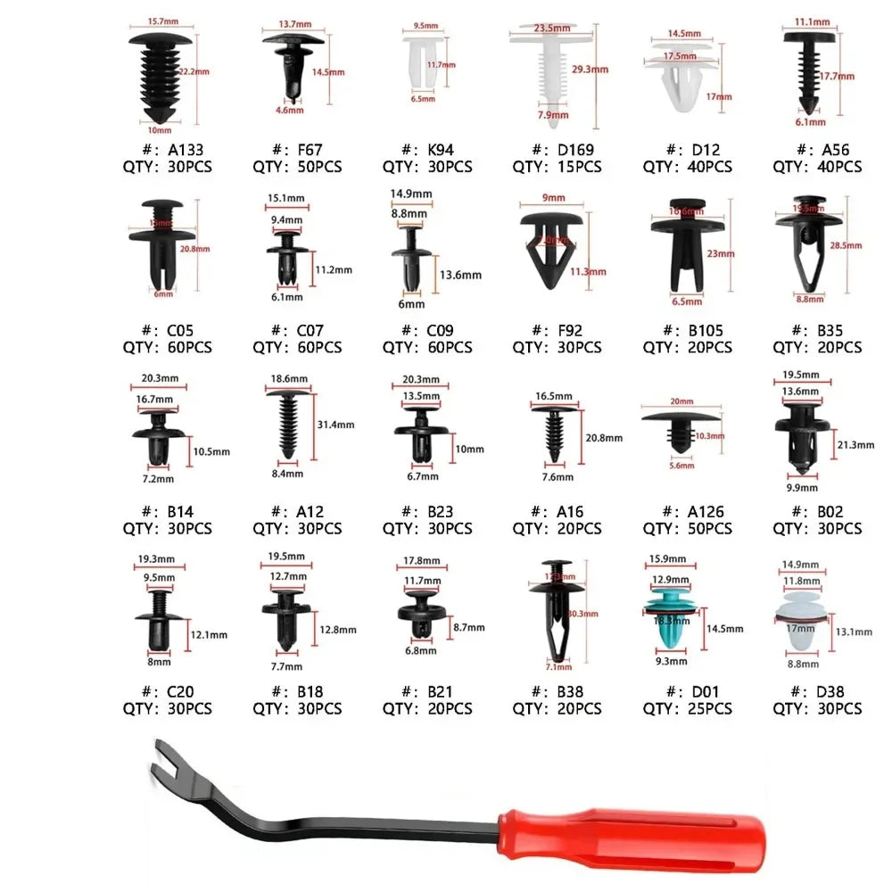 800Pcs-100pcs Car Plastic Retainer Clips Set Auto Fender Push Pin Rivet Door Trim Panel Retainer Car Bumper Fasteners Clips Tool