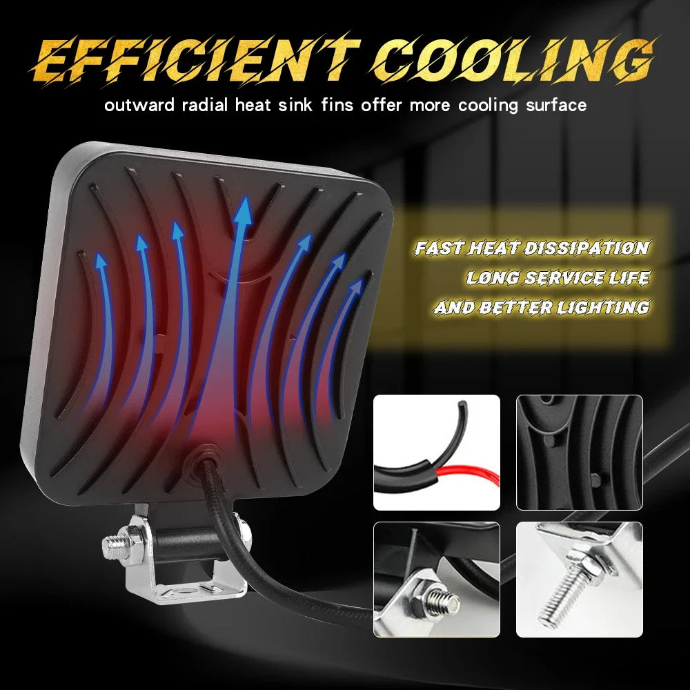 HAOLIDE Mini 4 inch LED Work Light 48W  6000k Off Road Spotlight for Truck 4X4 Car SUV ATV Barra LED Headlights 12V 24V