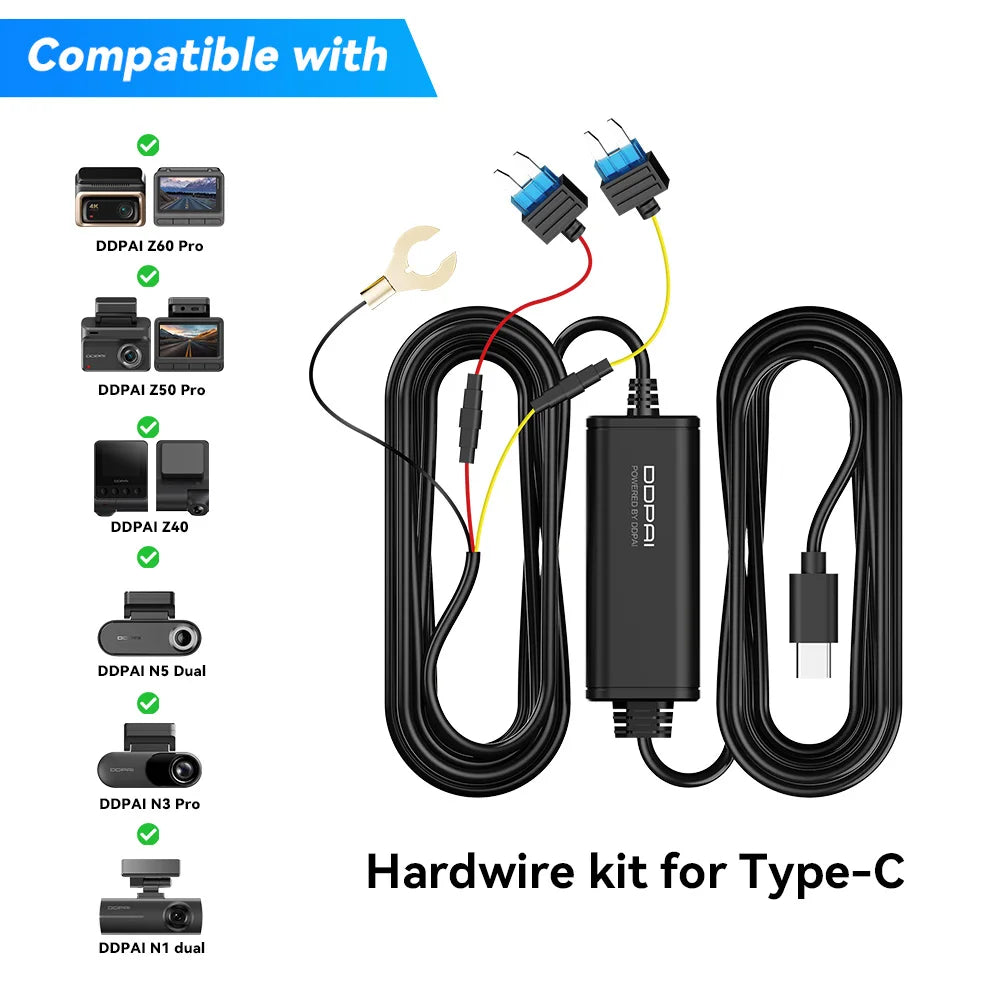 DDPAI Dashcam Hardwire Kit for 24H Parking Monitor Compatible with N1/N3 Pro/N5/Z40/Z50