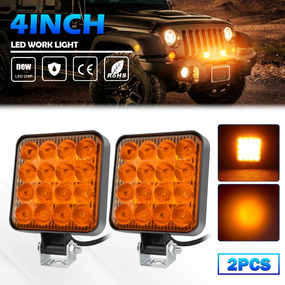 HAOLIDE Mini 4 inch LED Work Light 48W  6000k Off Road Spotlight for Truck 4X4 Car SUV ATV Barra LED Headlights 12V 24V