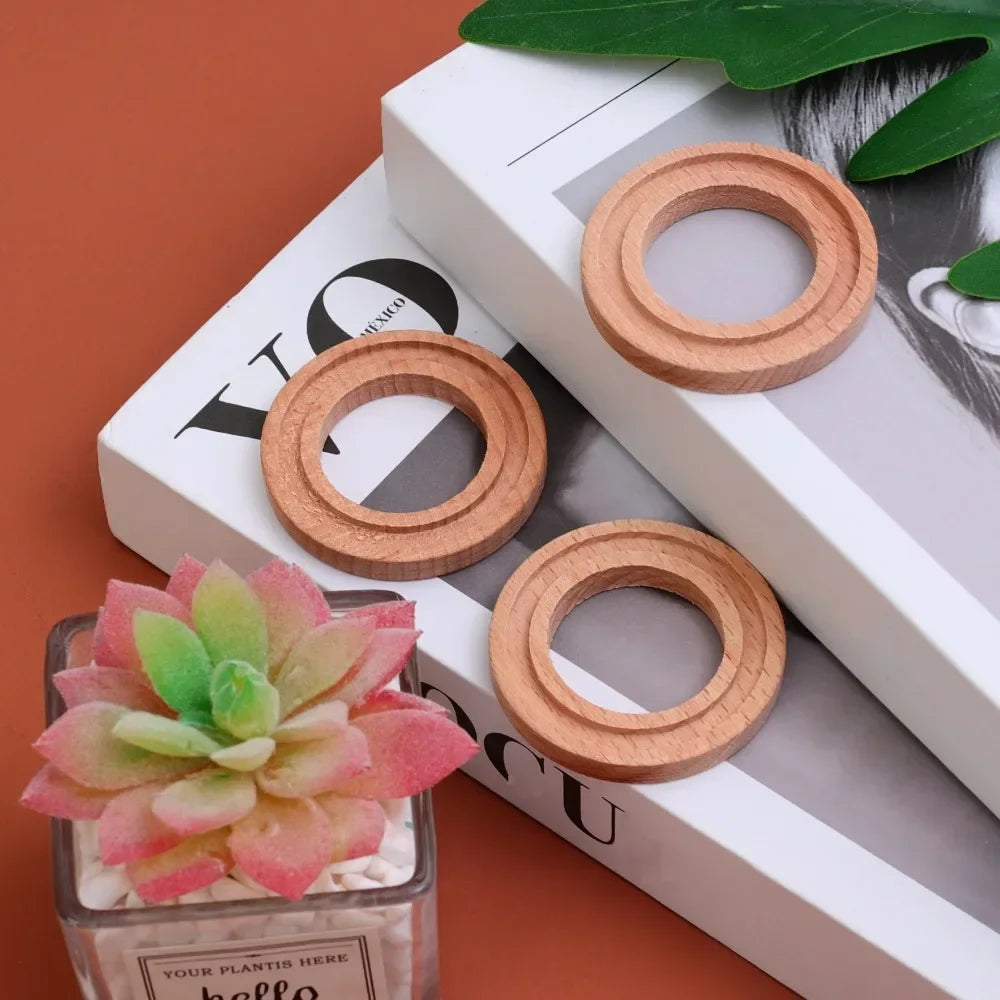 Circular Aromatherapy Wood Car Air Freshener Essential Oil Diffuser Absorb Perfume Beech Wood Tablets Car Interior Odor Removal