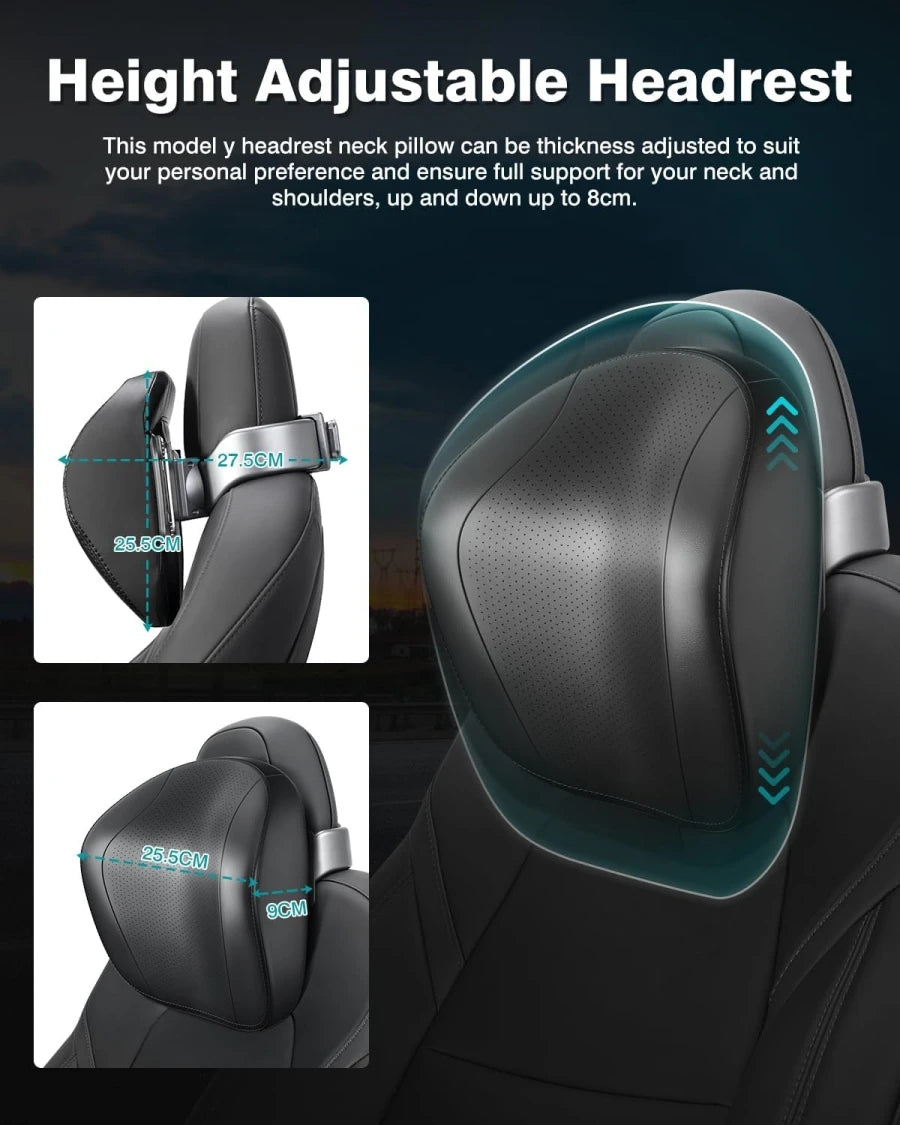 For Tesla Model Y Model 3 Headrest Pillow Adjustable Car Seat Headrest with 360°Rotating Phone/Tablet Bracket Holder Neck Rest