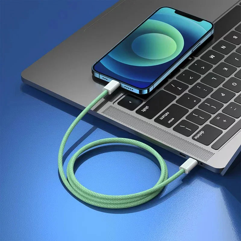 MVQF 3in1 66W Super Fast Charging Macarone Braided  Data Cable, Suitable for Iphone Huawei Xiaomi Android Type C Charging Cable