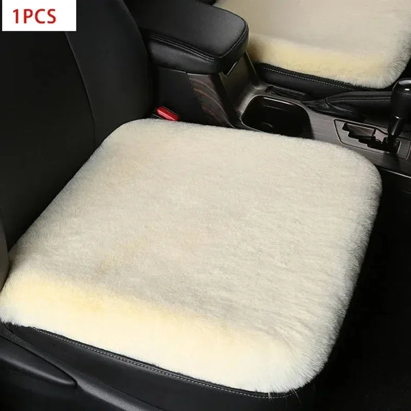 Plush Rabbit Fur Car Seat Cushion Winter Warmth Thick Wool Square Multicolor Cushion for Main Driver or Co-pilot Cover Universal