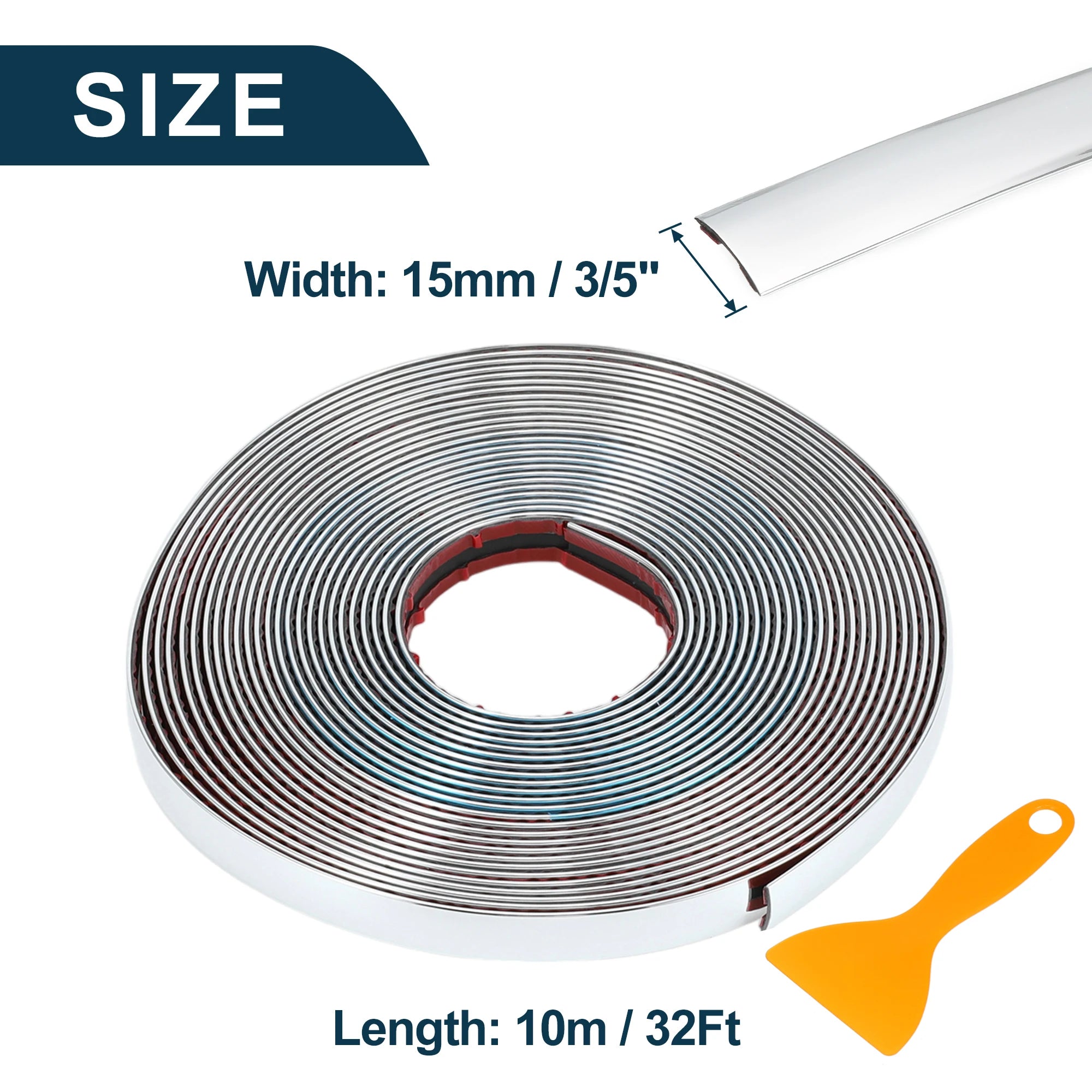 Uxcell Car Chrome Trim Molding Body Window Seal Rubbing Strip Bumper Anti-Collision Strip for Auto DIY Shiny Self-Adhesive Strip