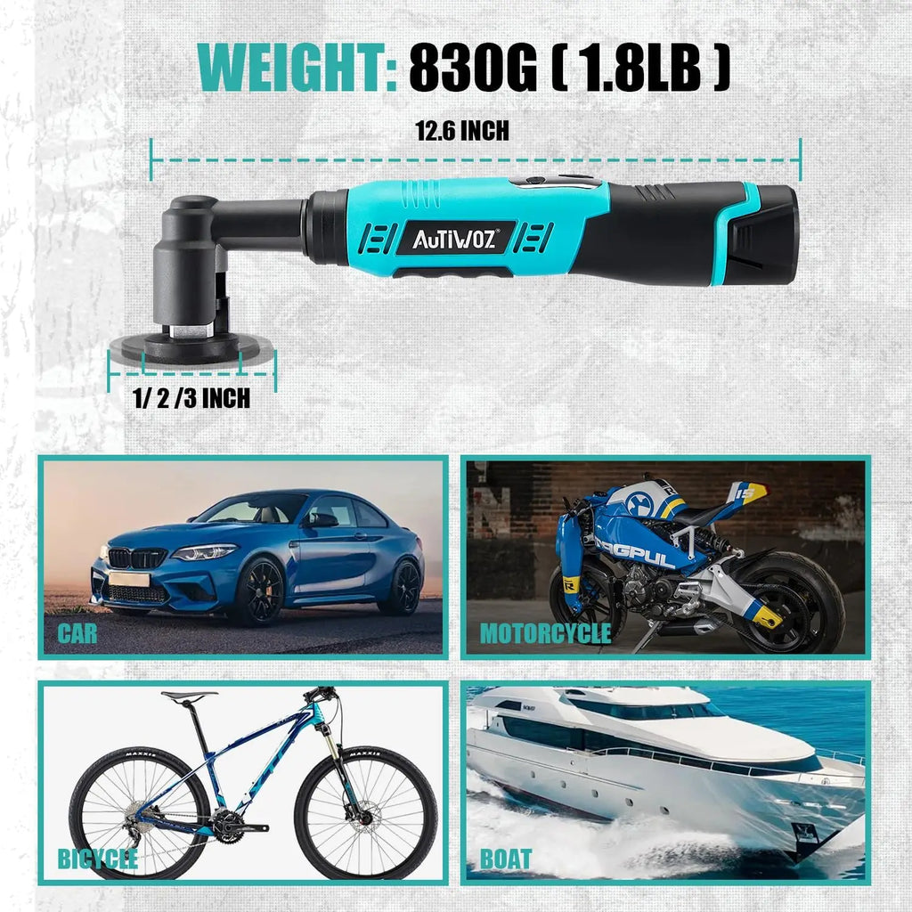 AUTIWOZ Cordless Mini Polisher 1/2/3 Inch DA & Rotary Buffer 12mm Orbit 6Speed Scratch Remover 2000mAh Battery