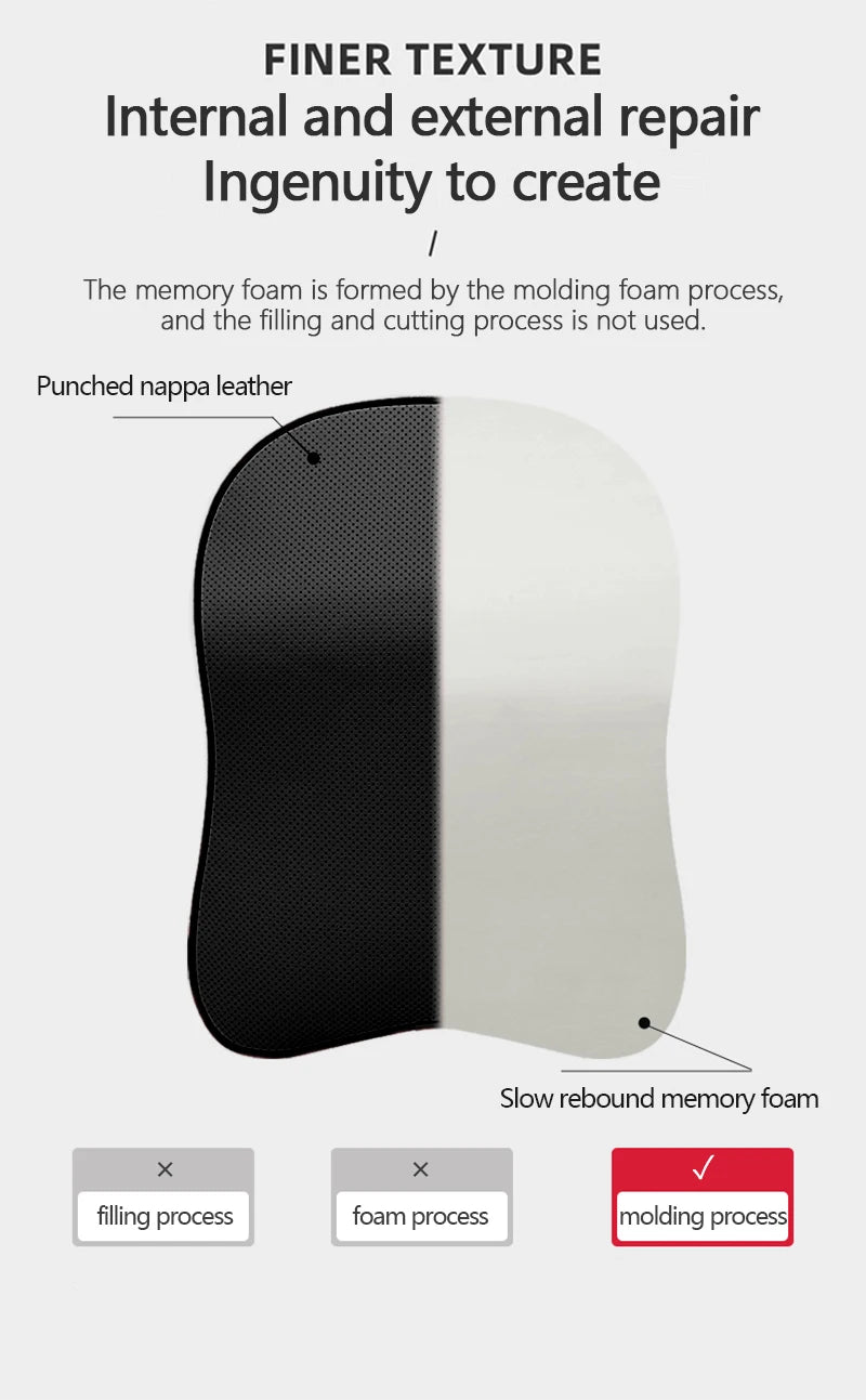 3D Nappa Leather Memory Foam Headrest Car Neck Pillow Support Neck Rest Pillow for Car Pain Relief Travel Neck Support