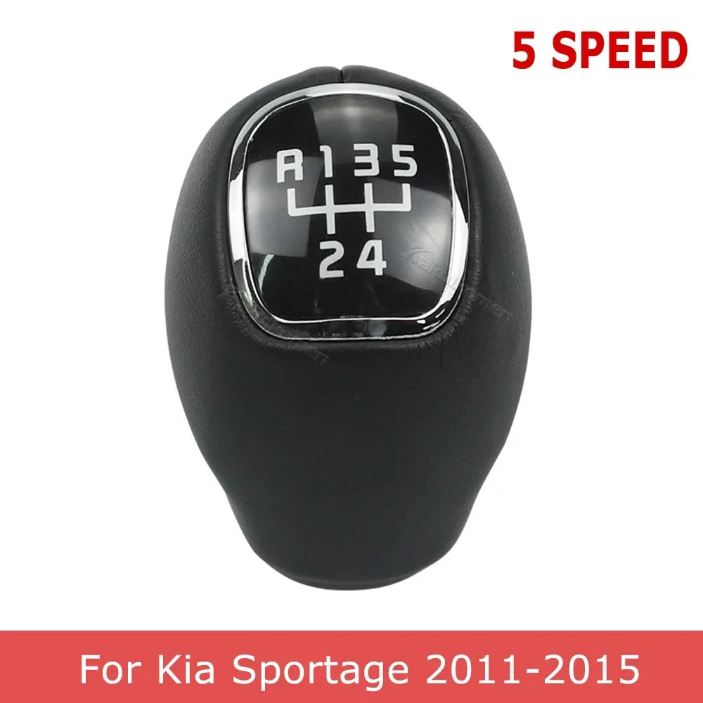6 Speed Leather Gear Knob Shift Lever Shifter Handball For KIA Sportage 2011-2015 For Rio 3 5 VELOSTER 2013 2014 2015