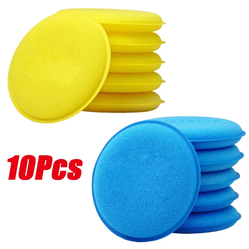 10Pcs Round Car Waxing Polish Wax Foam Sponge High Density Applicator Pads Cleaning Sponge Auto Detail Washing Car Cleaning Tool