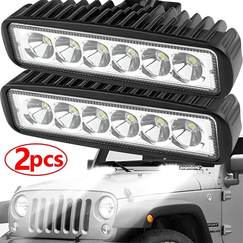 1-4Pcs 18w 6 LED Car Work Light DRL Spotlight High Bright Waterproof Auto Offroad SUV Truck Headlight Driving Lamp 12V 6000K