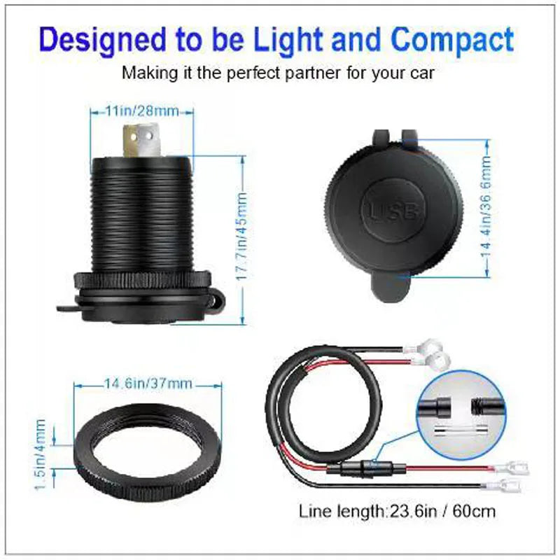 Type c usb steckdose 12v Universal PD type c usb port car fast charger socket qc3.0 power outlet adapter for Motorcycle Boat