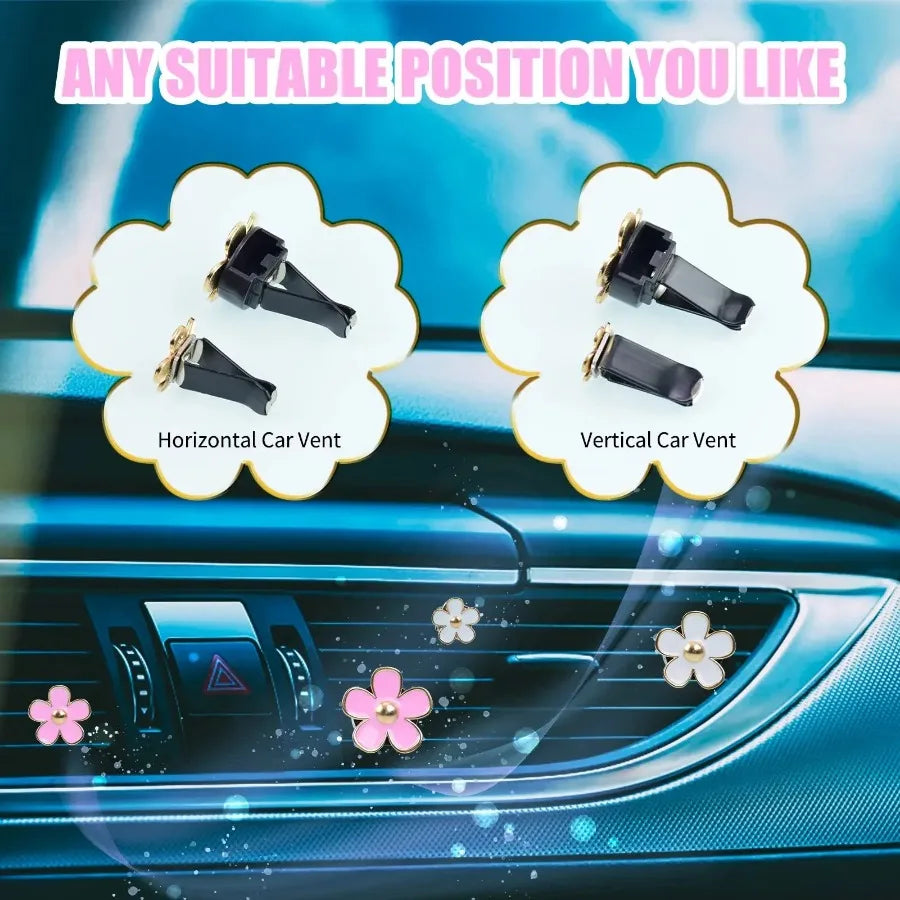 1PC Car Air Fresheners,  Car Scents Vent Clip Air Freshener, Flower Air Freshener Car Clips, Pink & White&black