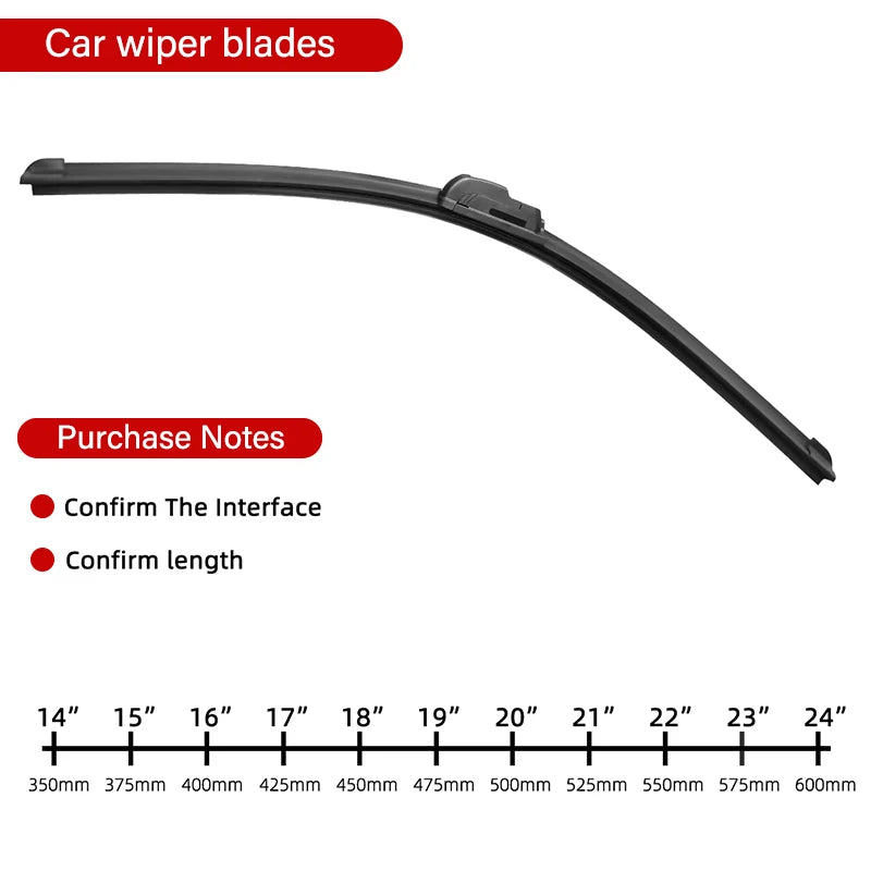 1Pc Universal J-Hook U-type Wiper Blade Boneless Wiper Quiet Durable Car Windshield Wiper Blade 14 "16" 18 "19" 20 "21" 22 "24"
