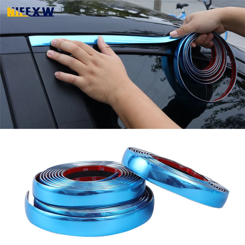 3M/5M Chrome Moulding Trim Car Door Protector Stickers Strip Bumper Grill Car Anti-Collision Tape Door Edge Guard Plate Sticker