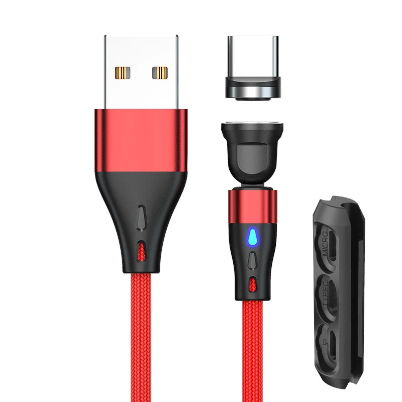 540 Rotate Magnetic Cable 3A Fast Charging Micro USB Type C Cable For iPhone 15 14 Xiaomi Samsung Data Cord with Storage Case