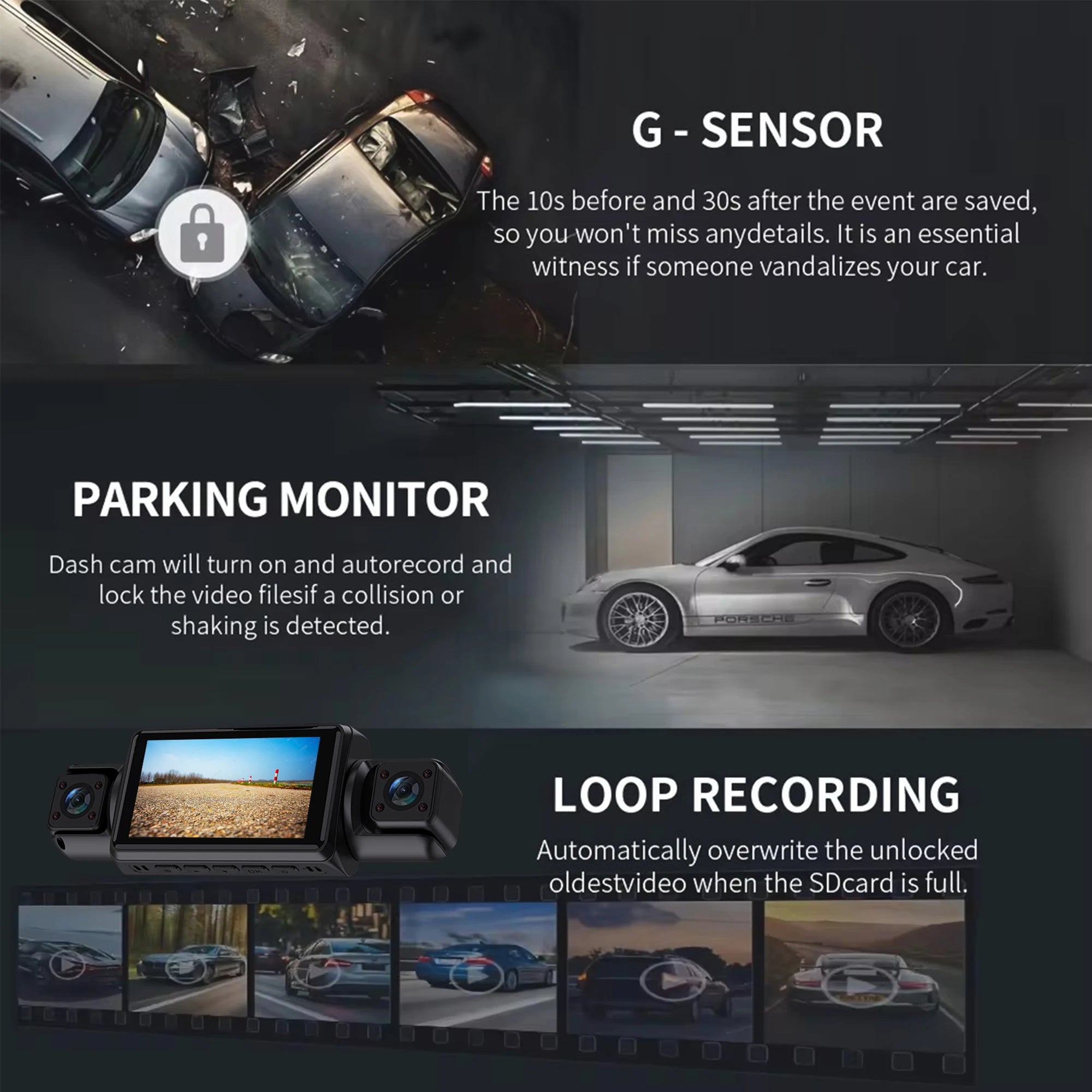 Car Dash Cam 4 Channel Black Box WiFi Driving Camera FHD 1080P Front Left Right Rear Night Vision Loop Recording add Hardwirekit