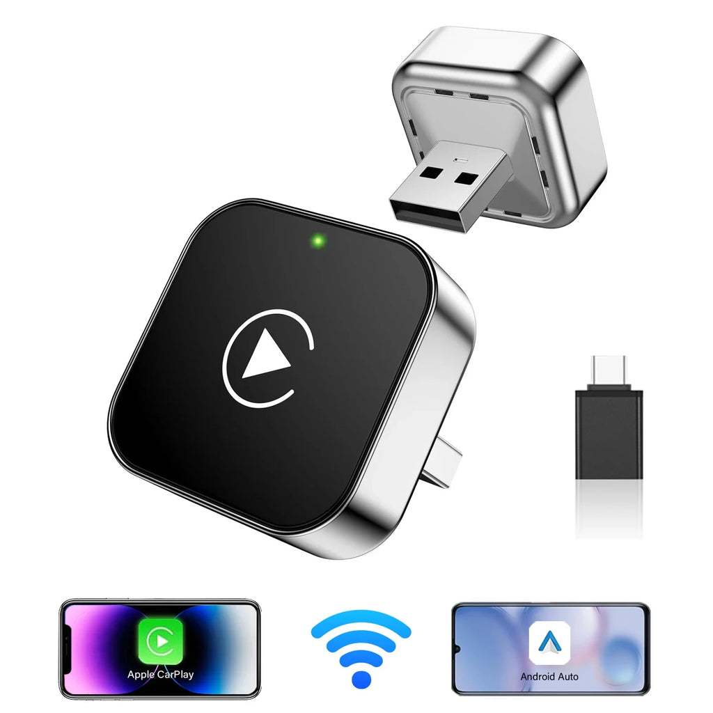 Wireless CarPlay Android 2026 New Smart Auto Adapter Hassle-Free Plug&Play Stable BT WiFi Connect OTA Upgradable Fit 99% Vehicle