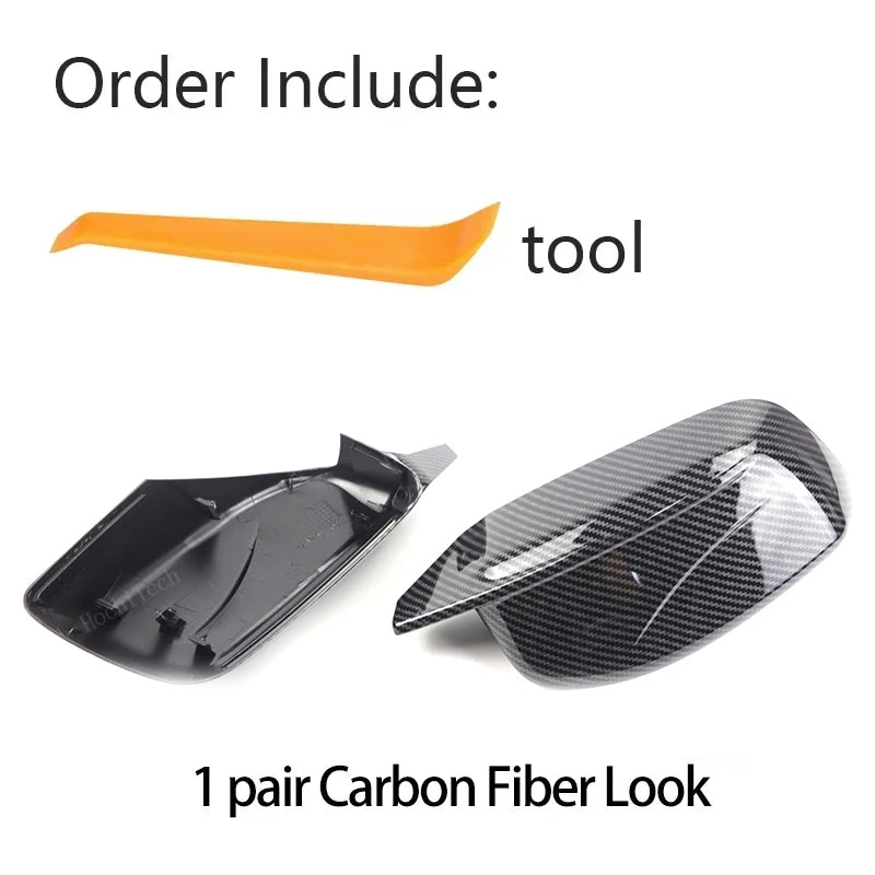Carbon Fiber Style Black Rearview Side Mirror cover Caps for BMW 5 Series E60 E61 E63 E64 2004-2008 New M design