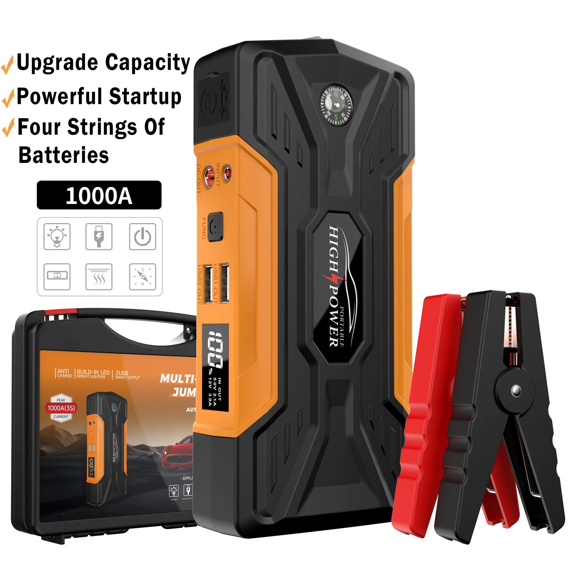 99800mAh 12V Car Jump Starter Starting Device Portable Power Bank Battery Starter Launcher For Car Booster Articles With Pump