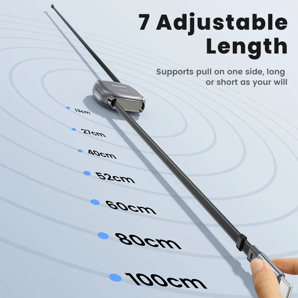 Toocki 100W Type C Retractable Cable For iphone 16 15 Pro Max Samsung Fast Chaerger Cable Mini Size 480Mdps Data Cable