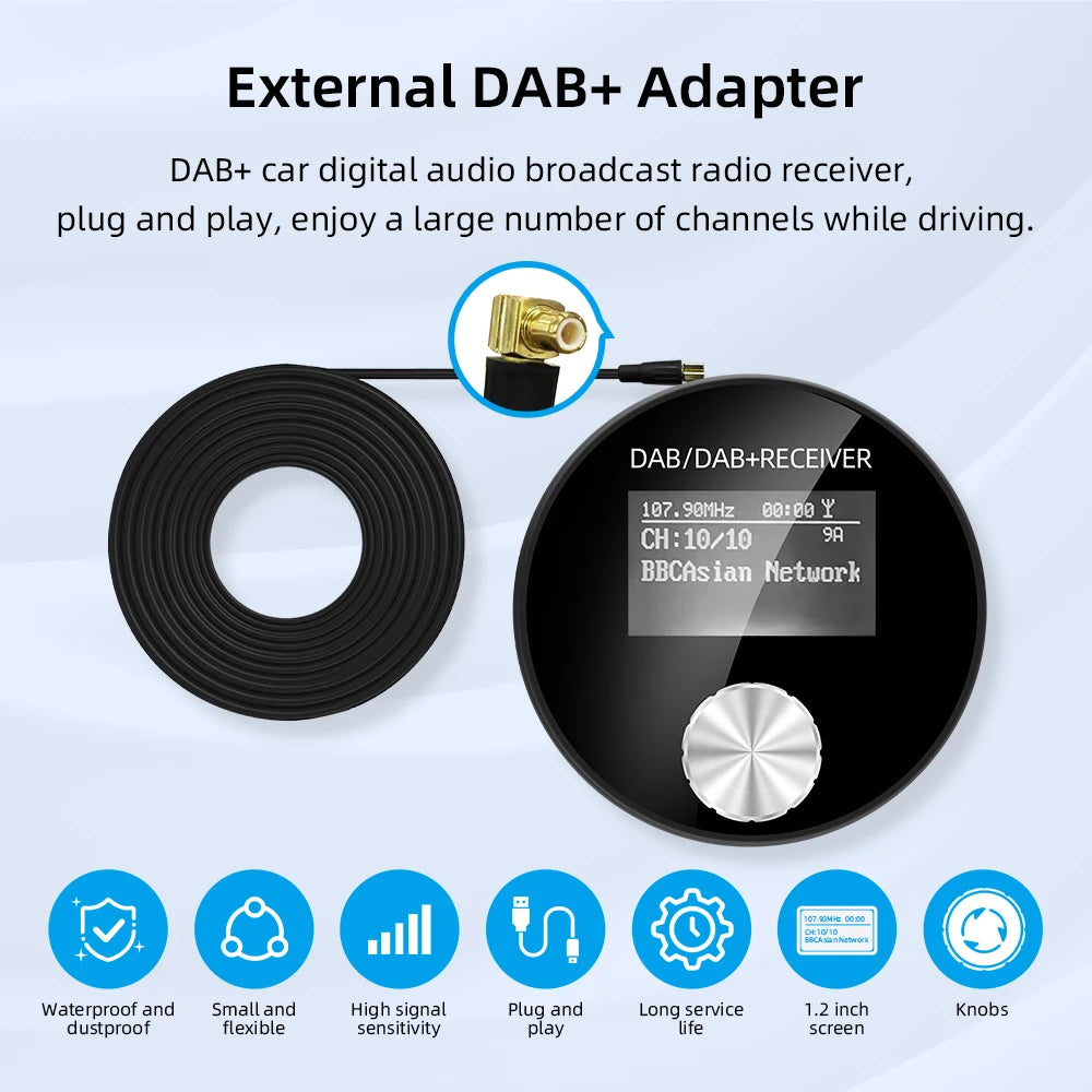 Car DAB/DAB+ Radio Adapter Portable DAB Digital Radio FM Transmitter Music Receiver Unlimited Presets
