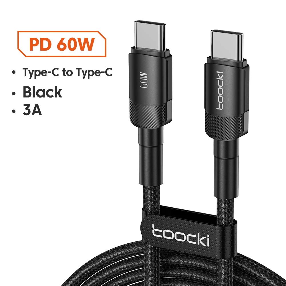 Toocki 100W/5A USB C To Type C Cable PD Fast Charging Charger Wire Data Cord For Macbook Huawei Xiaomi POCO Samsung USB C Cable