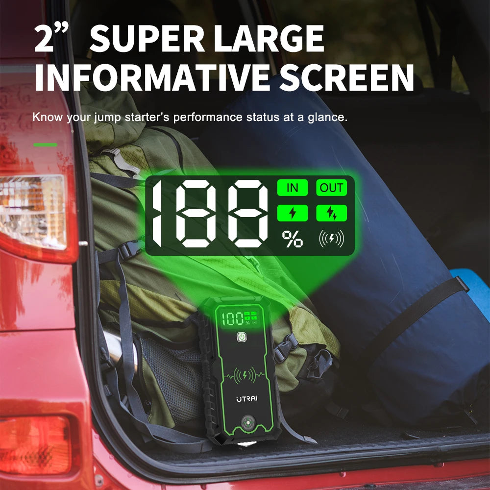 UTRAI Car Jump Starter 4000A Car Battery Starters 16000mAh Portable Power Bank 10W Wireless Charging Propulsion Booster For Car