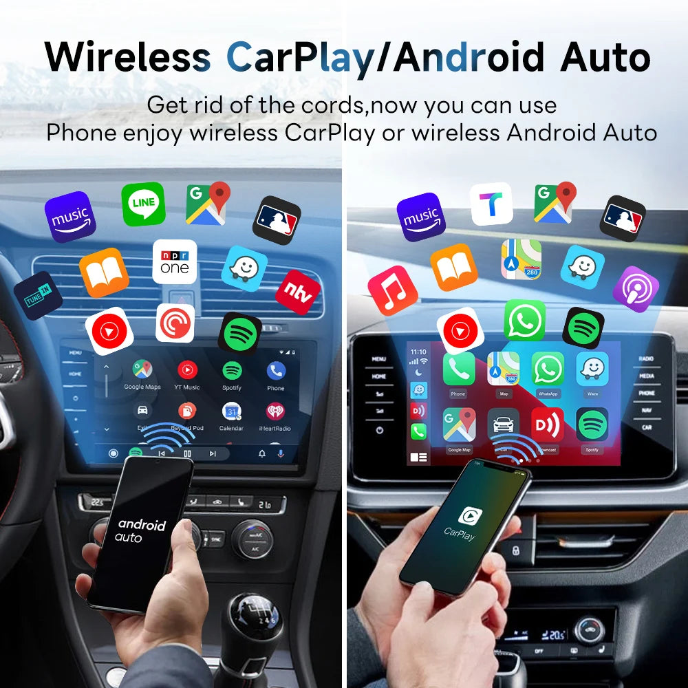 2air CarlinKit 5.0 &4 Wireless CarPlay Wireless Android Auto Box 2.4G&5.8Ghz WiFi BT Auto Connect Plug&Play For Wired AA CP Cars