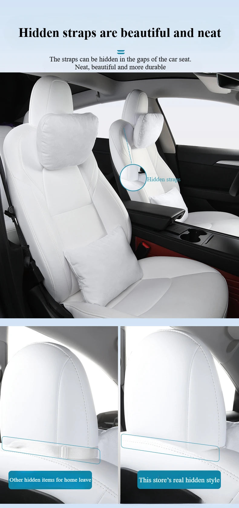 1Pcs Car Seat Headrest Neck Pillow for Tesla Model Y/X/3/S Head Lumbar Relief Support Soft Comfort Memory Cushion Protect Cover