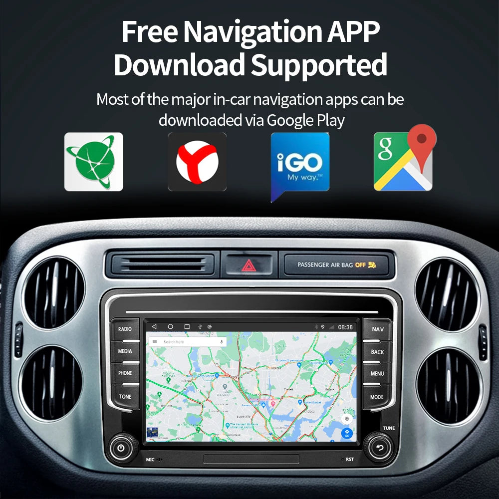 GRANDnavi Android13 Car Radio GPS For VW Volkswagen Skoda Octavia Golf 5 6 Touran Passat B6 Polo Jetta 2Din Multimedia Player