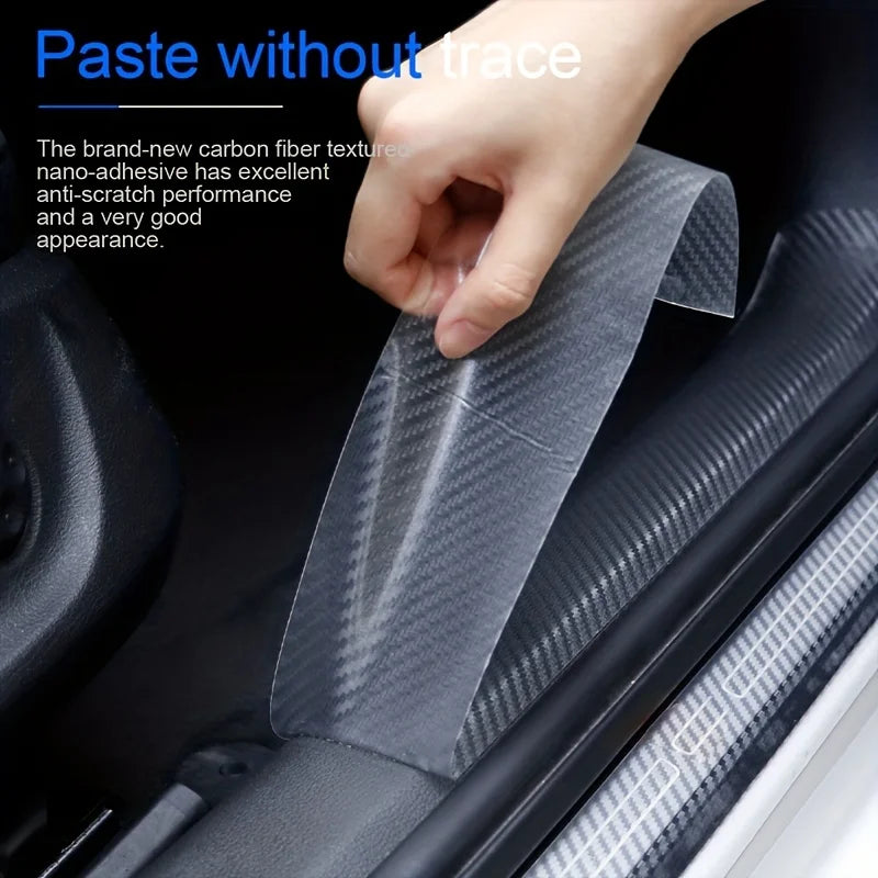 Carbon Fiber Car Door Edge Bumper Protector 3D Sticker Tape Wrap Transparent Anti-Scratch Film Vehicle Protect  Waterproof Body