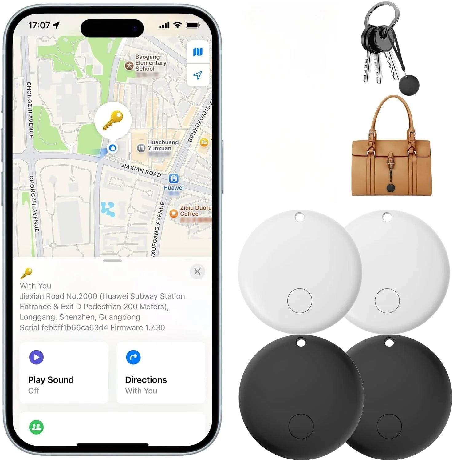 AirTags – 1/2/4 Pack Bluetooth Item Finders Compatible with Apple Find My App, Tracker for Kids, Luggage, Keys (iOS Only)