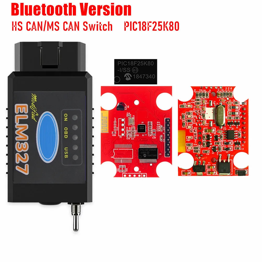 ELM327 V1.5 PIC18F25K80 FTDI/CH340 With Switch Code Scanner OBD2 Bluetooth Elm327 WIFI For Ford Forscan Diagnostic Tool