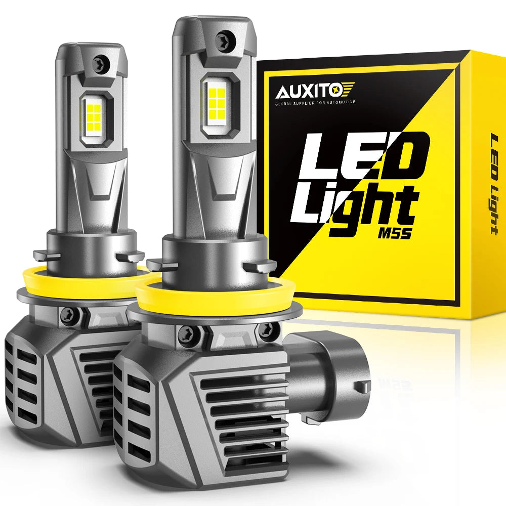 AUXITO 2Pcs 22000LM Turbo H8 H11 LED Headlight 120W Super Bright 6500K Canbus 9005 HB3 9012 HIR2 LED Headlamp Bulb 12V 7035 CSP