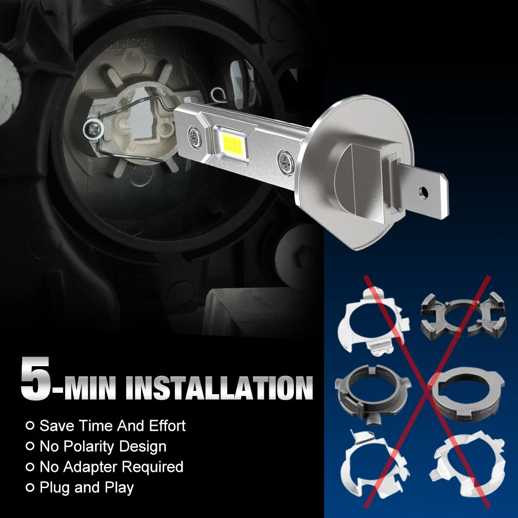 XSTORM H1 H3 LED Headlight Bulb Mini 50W 20000LM CSP for Car Headlamp Fanless Light Auto Diode Fog Lamps 12V 6000K Automobile