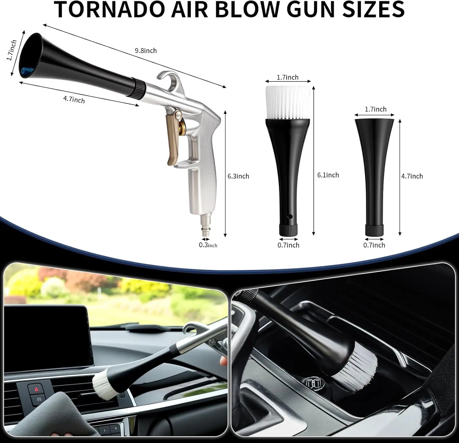 High Pressure Tornado Air Gun Efficient Car Dust Blower Professional Cleaning Tool for Auto Interior Wash and Dry Cleaning