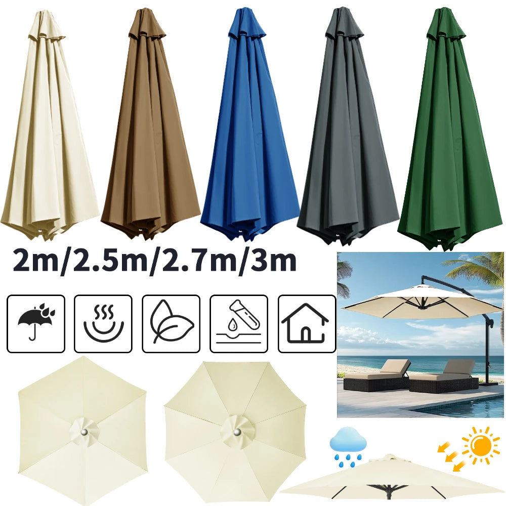 Replacement Parasol Canopy Universal Umbrella Replacement Cloth Garden Parasol Sunshade Cover for Garden Patio Yard Beach Pool