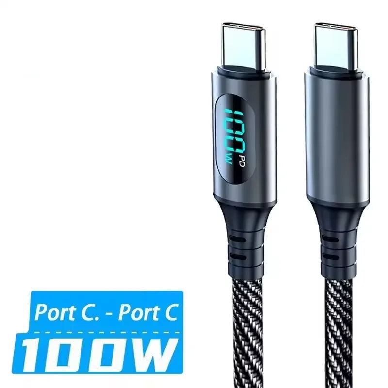 120W Ultra Fast Charge Type C USB Cable LED Digital Display Quick Charging Data Cord For iPhone Samsung Redmi Huawei 2026 New