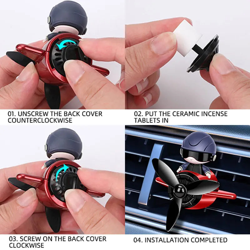 Car Air Freshener Aromatherapy Auto Accessories Interior Perfume Diffuser Creative Air Force Small Aircraft Cartoon Design