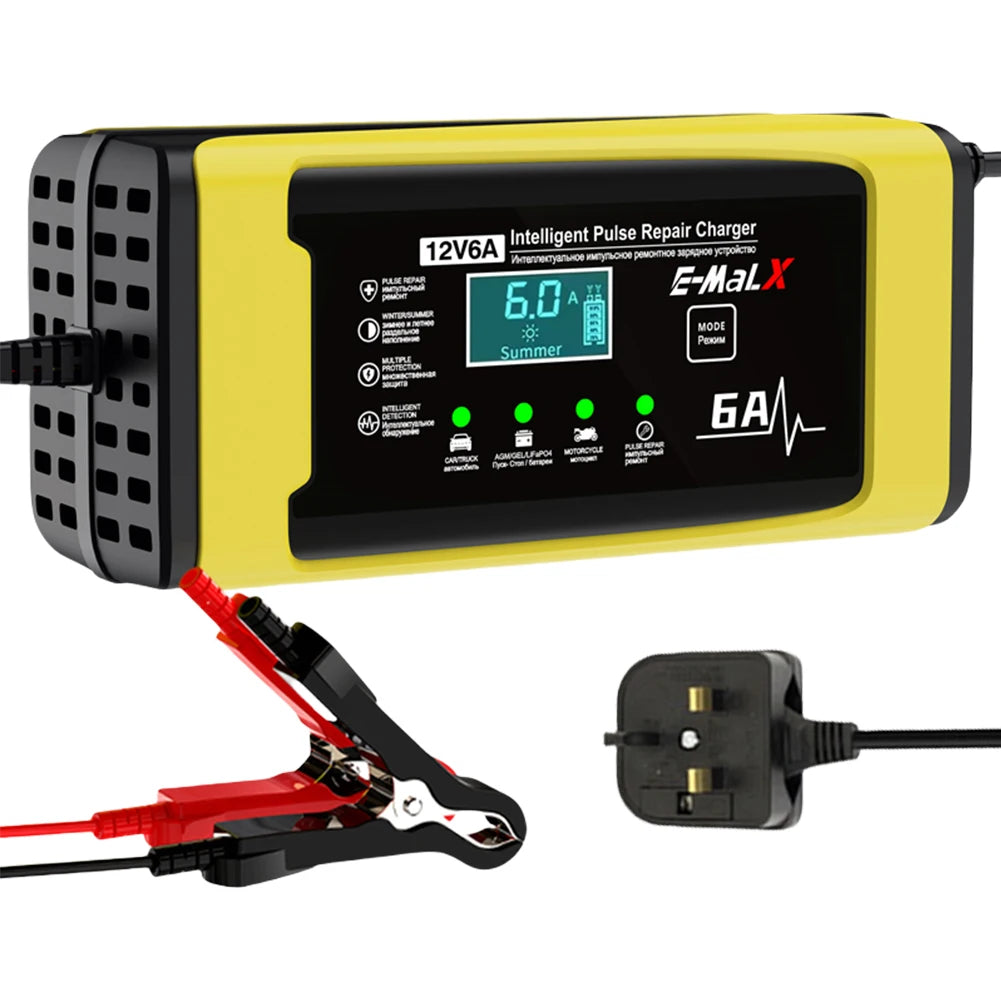 Car Battery Charger 110-220V Power Puls Repair Charger Moto Truck Battery Charger 12V 6A Wet Dry Lead Acid Battery LED Display