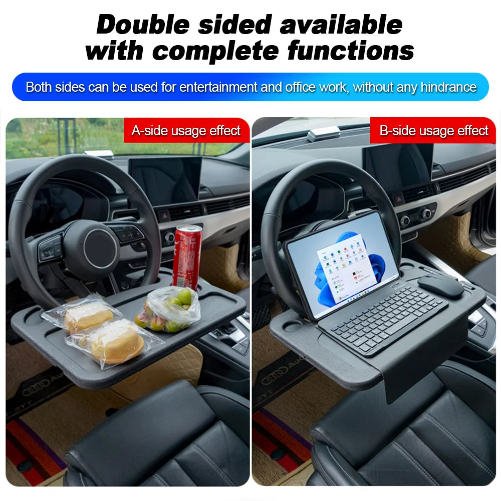 2 In 1 Sturdy And Durable Car Table Universal Car Steering Wheel Desktop Tray Vehicle Table Car Tray Board Stand Car Food Desk